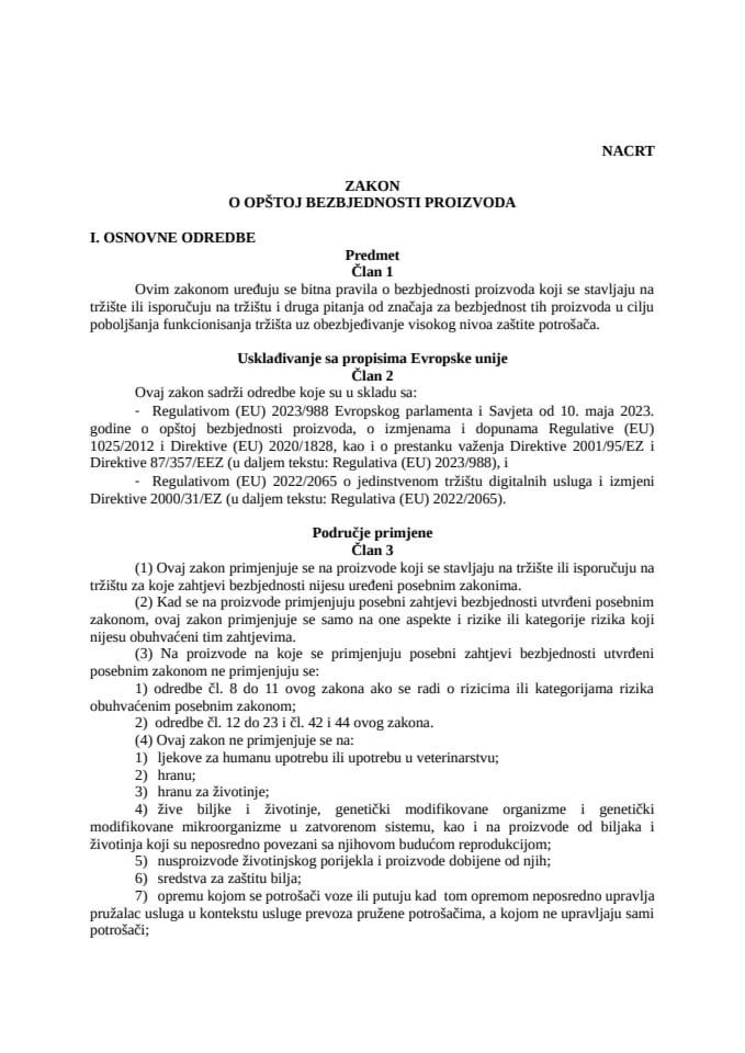 Nacrt ZoOBP sa obrazloženjem