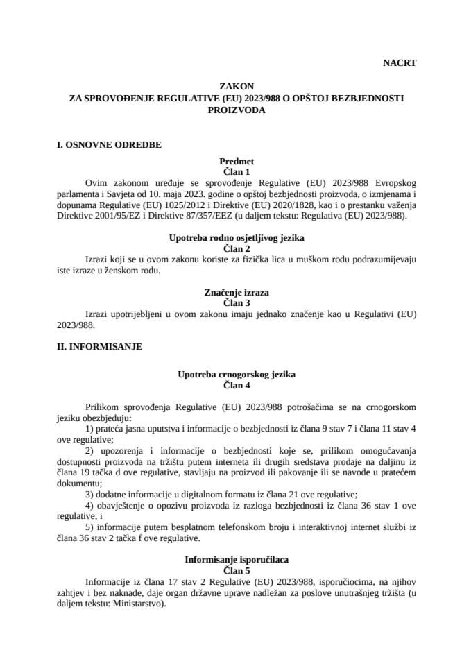 Nacrt ZoSR sa obrazloženjem