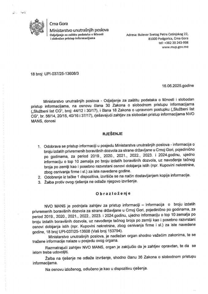 rješenje  br. 18-UPI-037/25-13608/3