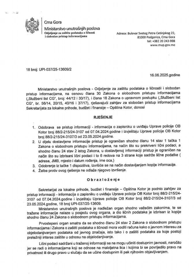 rješenje br. 18-UPI-037/25-13609/2