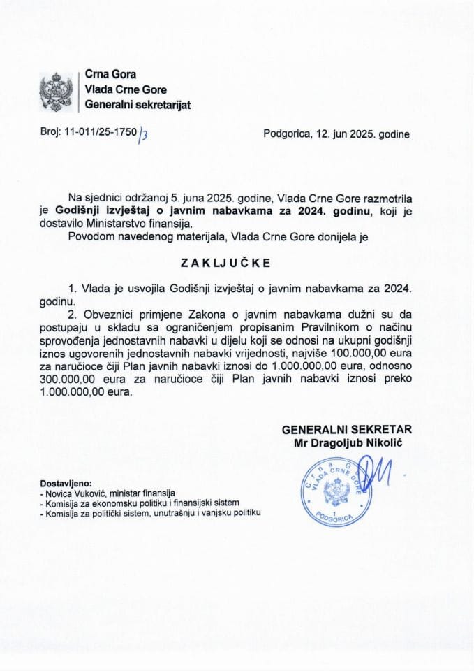 Godišnji izvještaj o javnim nabavkama za 2024. godinu - zaključci