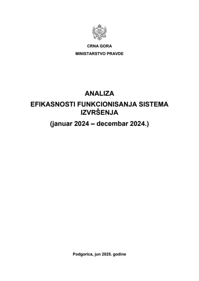 Анализа ефикасности функционисања Система извршења (јануар 2024 - децембар 2024.)