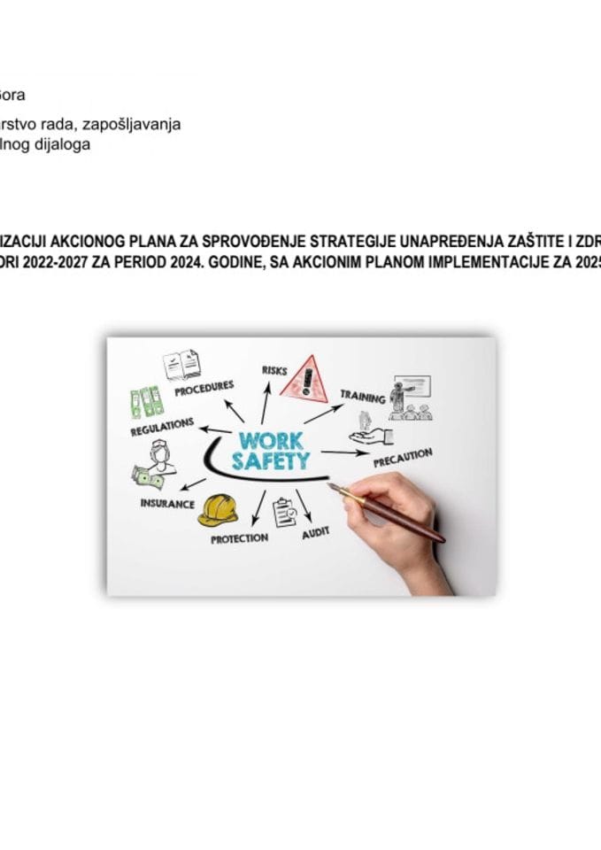 Извјештај о реализацији Акционог плана за спровођење Стратегије унапређења заштите и здравља на раду у Црној Гори 2022-2027 за период 2024. године