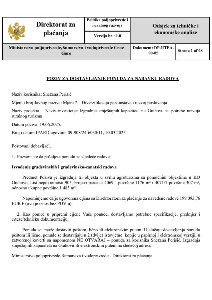 Poziv za dostavljanje ponuda za nabavku radova - Snežana Perišić - final - 19.06.2025.