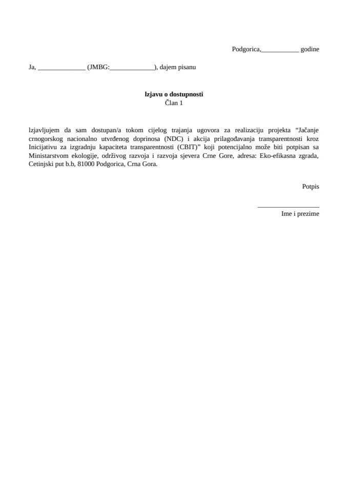 Javni oglas za specijalistu za informacione tehnologije - 3 Dostupnost