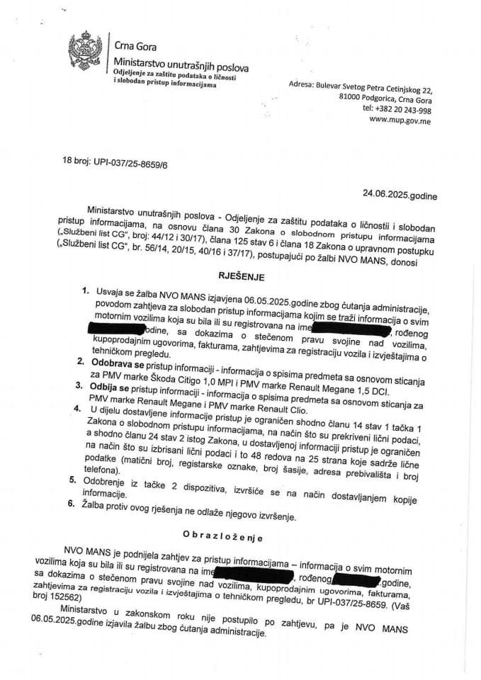 rješenje 18-UPI-037/25-8659/6