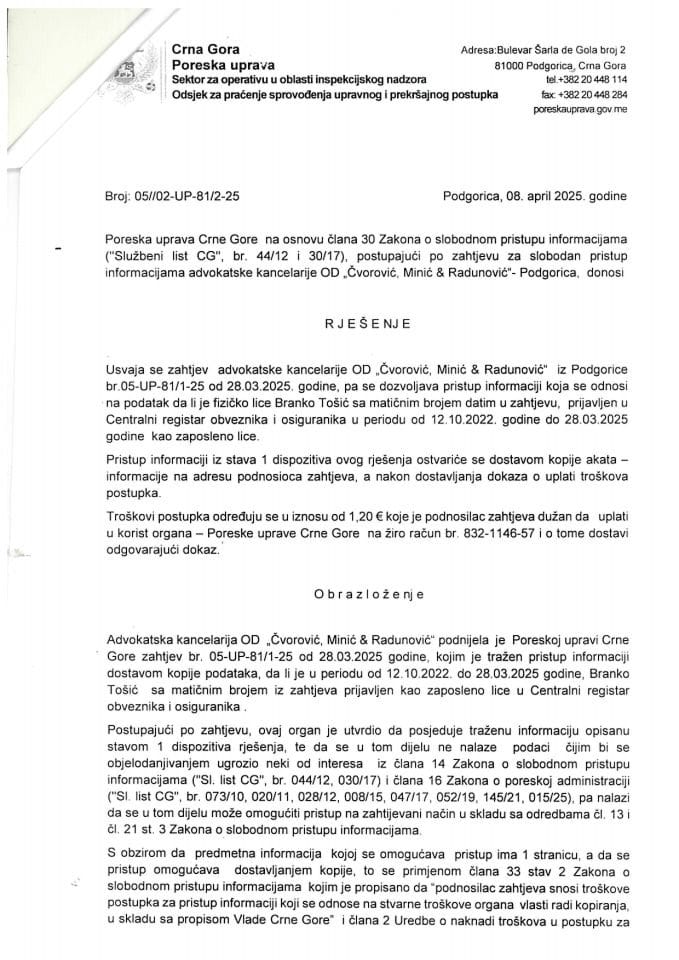 Rješenje 05/02-UP-81/2-25