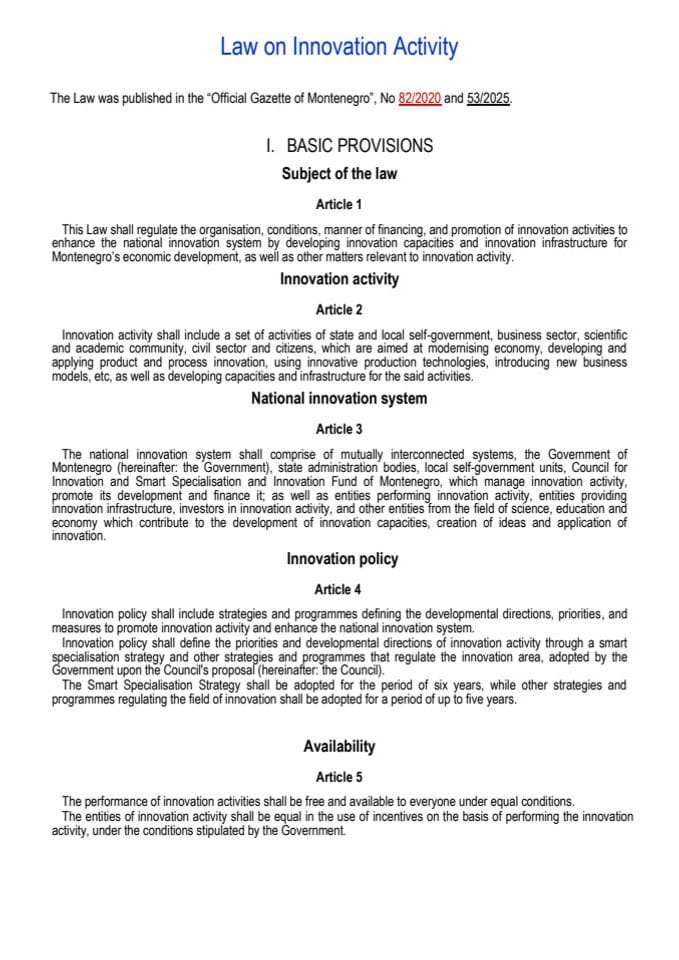 Law on Innovation Activity