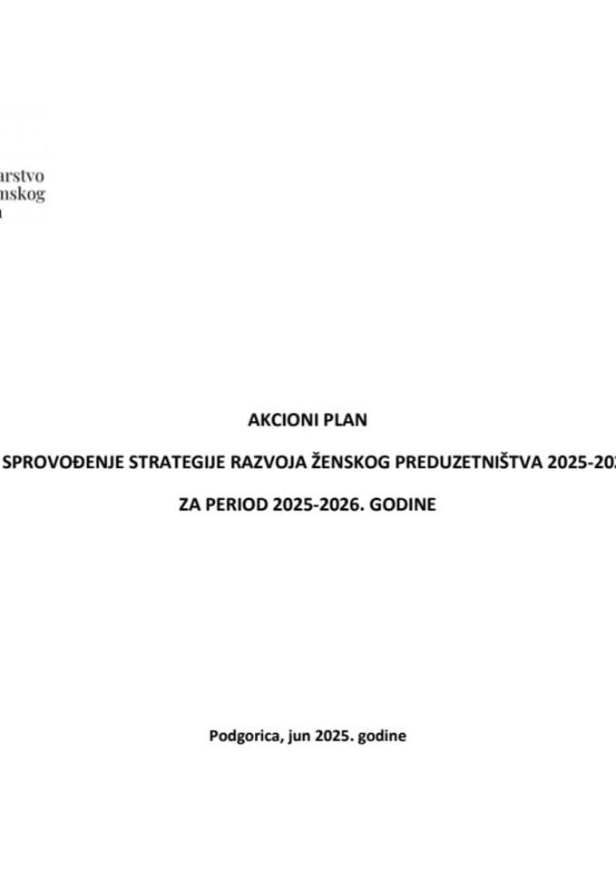 Предлог стратегије за развој женског предузетништва у Црној Гори 2025-2028. са Предлогом акционог плана 2025-2026 година