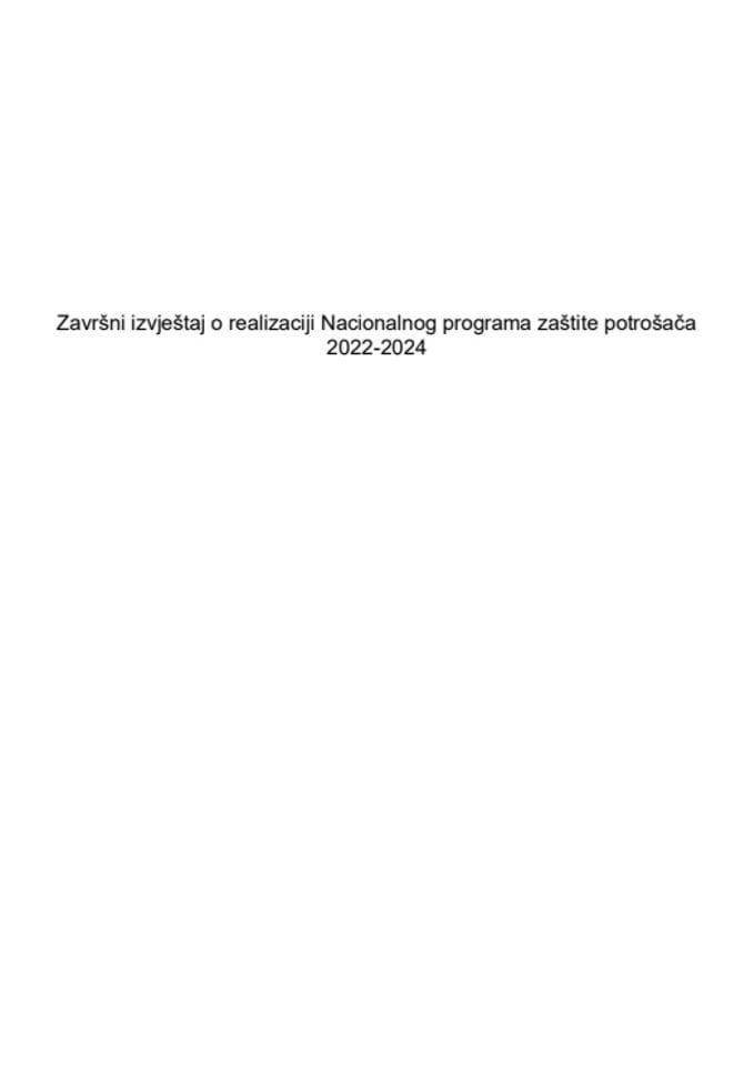 Завршни извјештај о реализацији Националног програма заштите потрошача 2022-2024. година