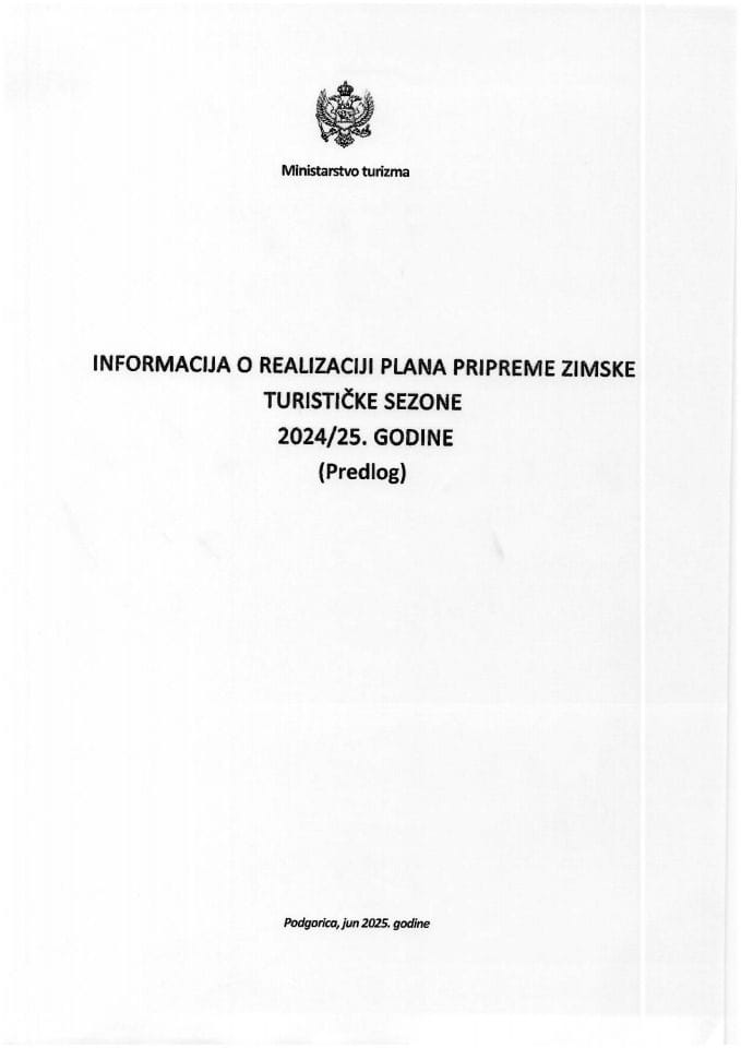 Информација о реализацији Плана припреме зимске туристичке сезоне 2024/2025. године