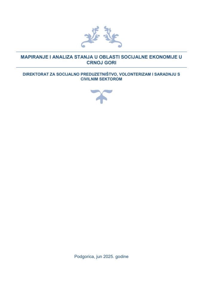 Мапирање и анализа стања у области социјалне економије у Црној Гори