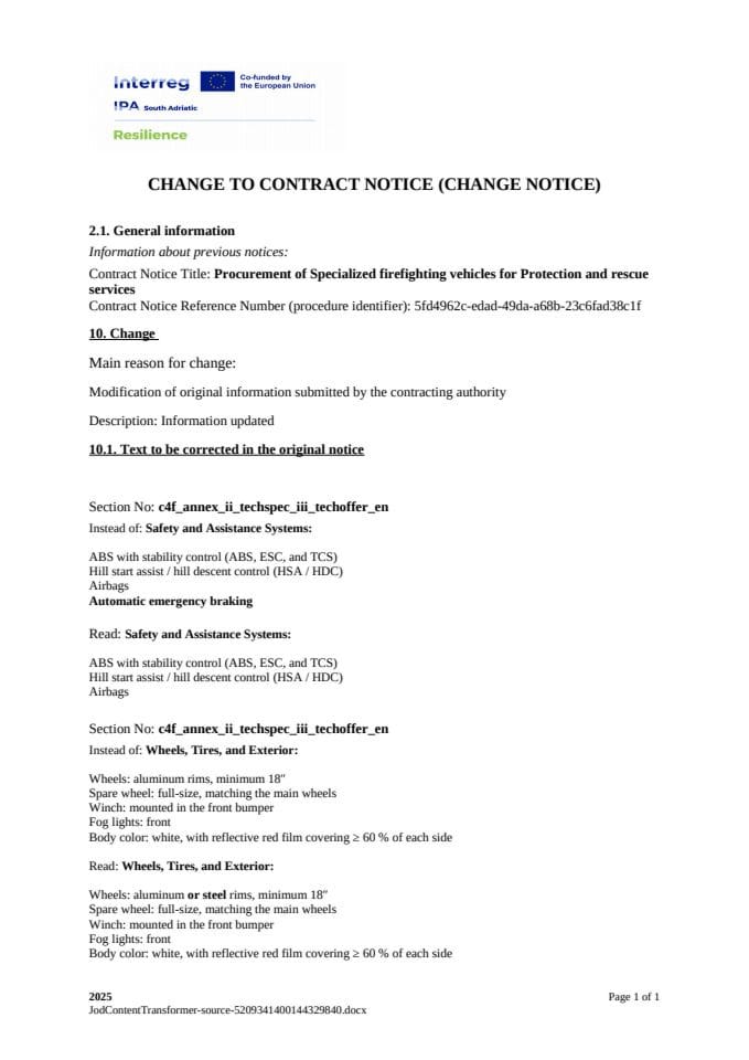 Changenotice_en Specialized vehicles