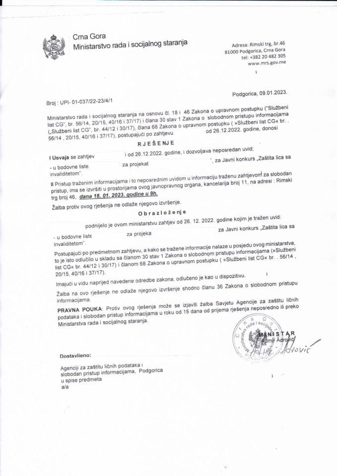 Rješenje br. UPI-01-037-23-4-1