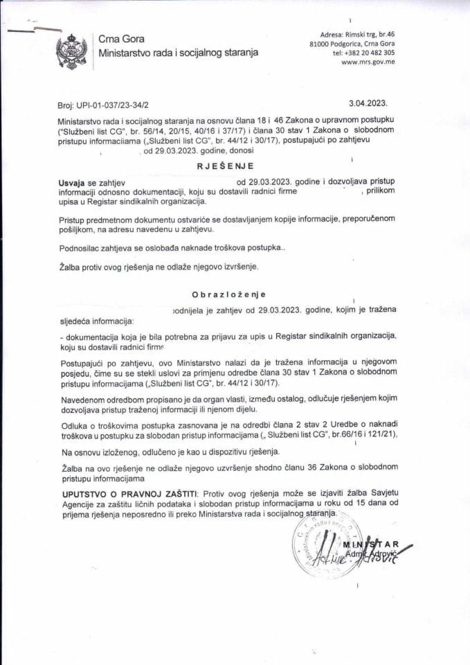 Rješenje br. UPI-01-037-23-34-2