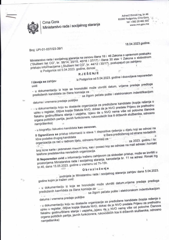 Rješenje br. UPI-01-037-23-39-1