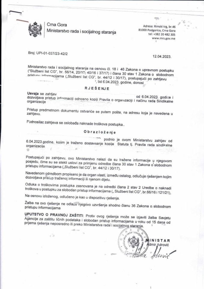 Rješenje br. UPI-01-037-23-42-2