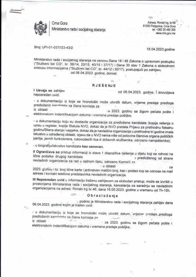 Rješenje br. UPI-01-037-23-43-2