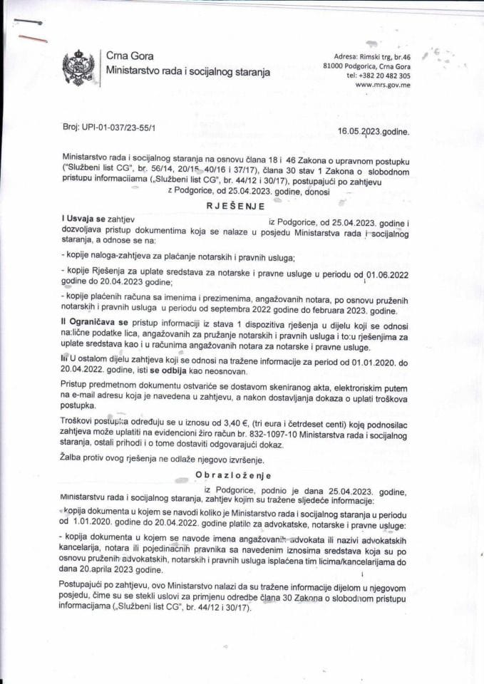 Rješenje br. UPI-01-037-23-55-1