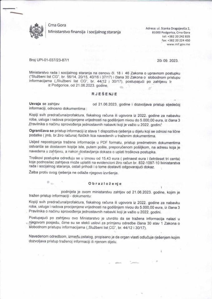 Rješenje br. UPI-01-037-23-87-1