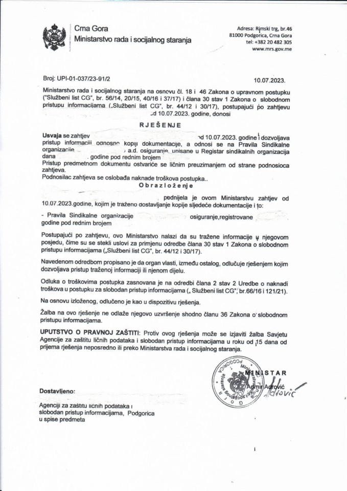 Rješenje br. UPI-01-037-23-91-2