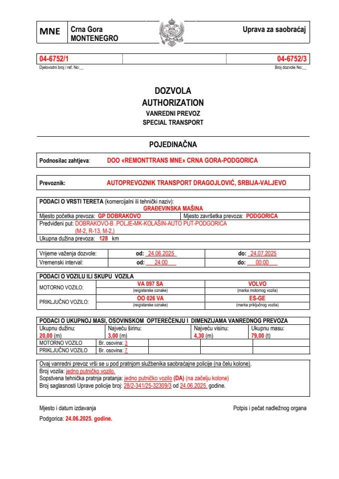 REMONTTRANS MNE 04-6752-REMONTTRANS