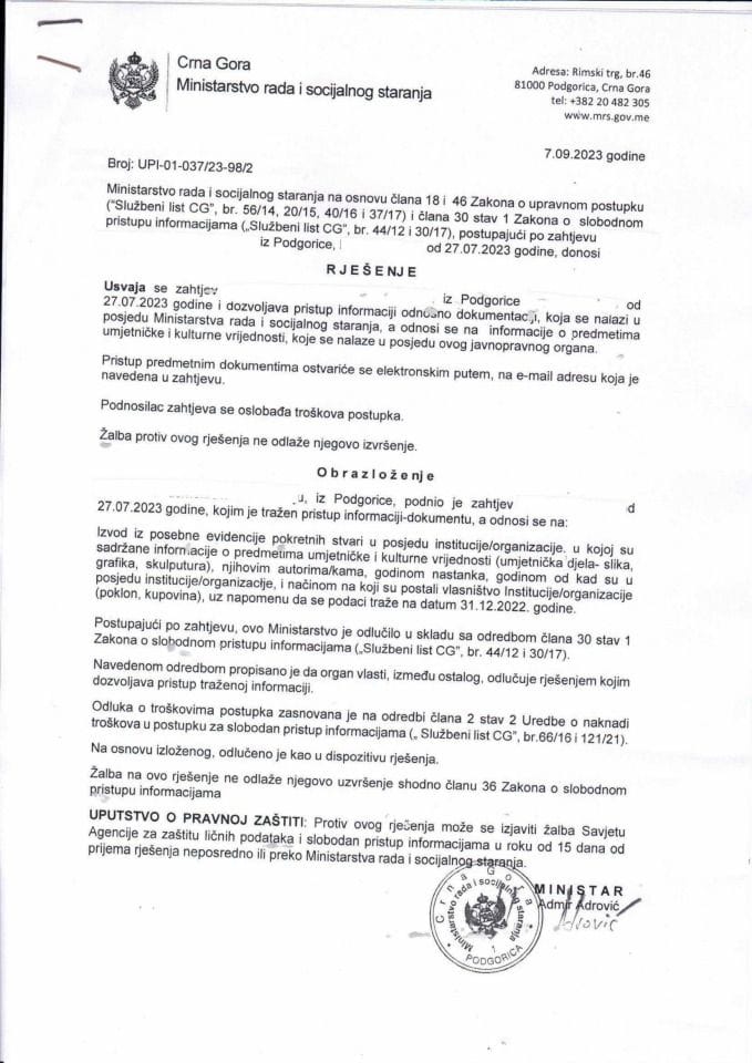 Rješenje br. UPI-01-037-23-98-2