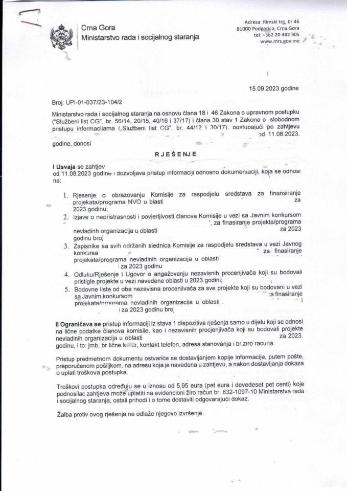 Rješenje br. UPI-01-037-23-104-2