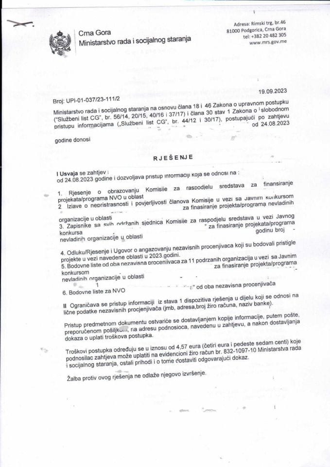 Rješenje br. UPI-01-037-23-111-2