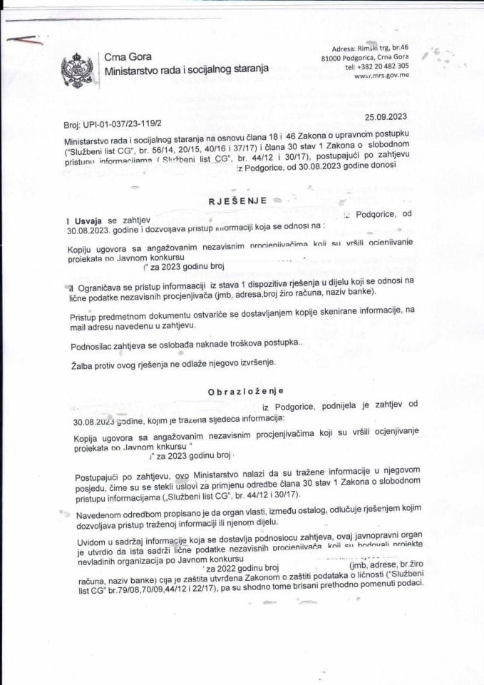 Rješenje br. UPI-01-037-23-119-2