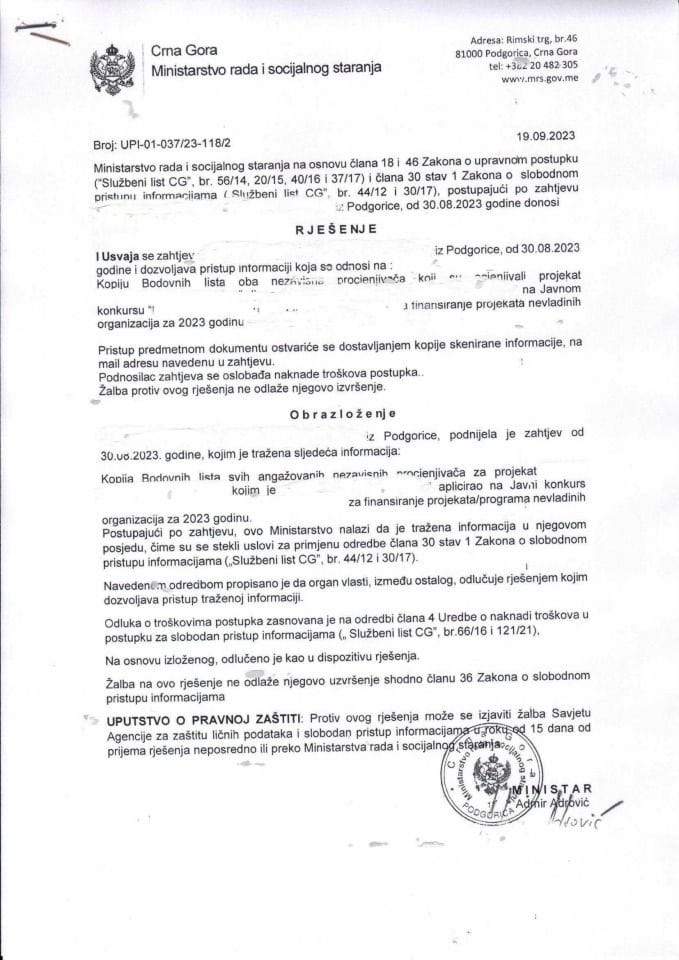 Rješenje br. UPI-01-037-23-118-2