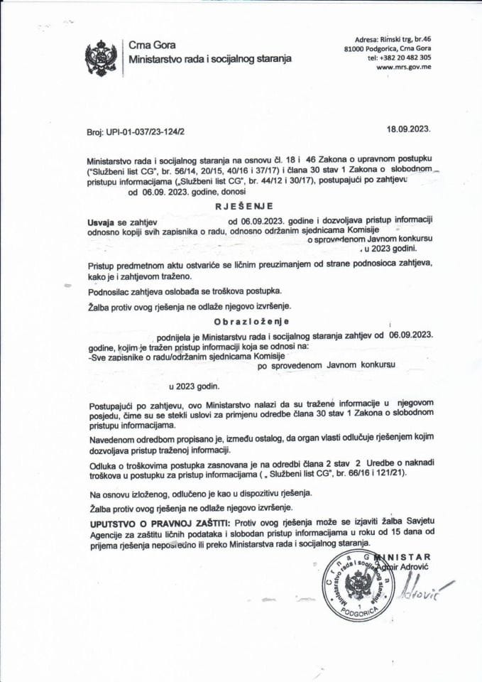 Rješenje br. UPI-01-037-23-124-2