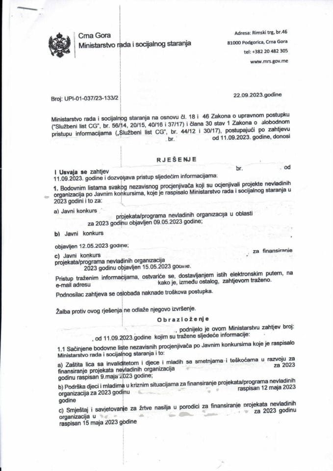 Rješenje br. UPI-01-037-23-133-2