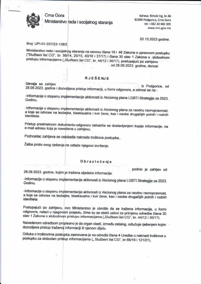 Rješenje br. UPI-01-037-23-138-2