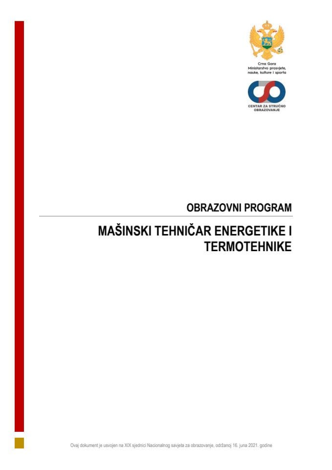 OP 050141 MAŠINSKI TEHNIČAR ENERGETIKE I TERMOTEHNIKE