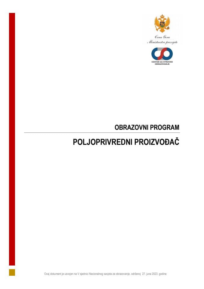 OP 080130 POLJOPRIVREDNI PROIZVOĐAČ