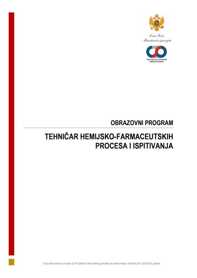 OP 140341 TEHNIČAR HEMIJSKO-FARMACEUTSKIH PROCESA I ISPITIVANJA