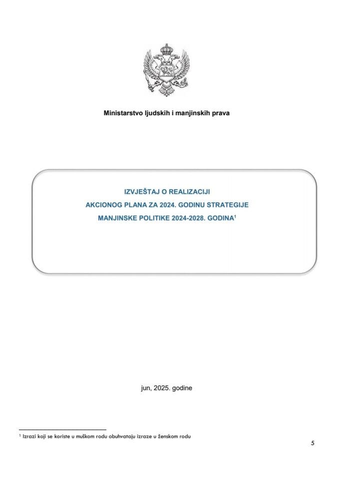 Izvještaj o realizaciji Akcionog plana za sprovođenje Strategije manjinske politike 2024-2028, za 2024. godinu