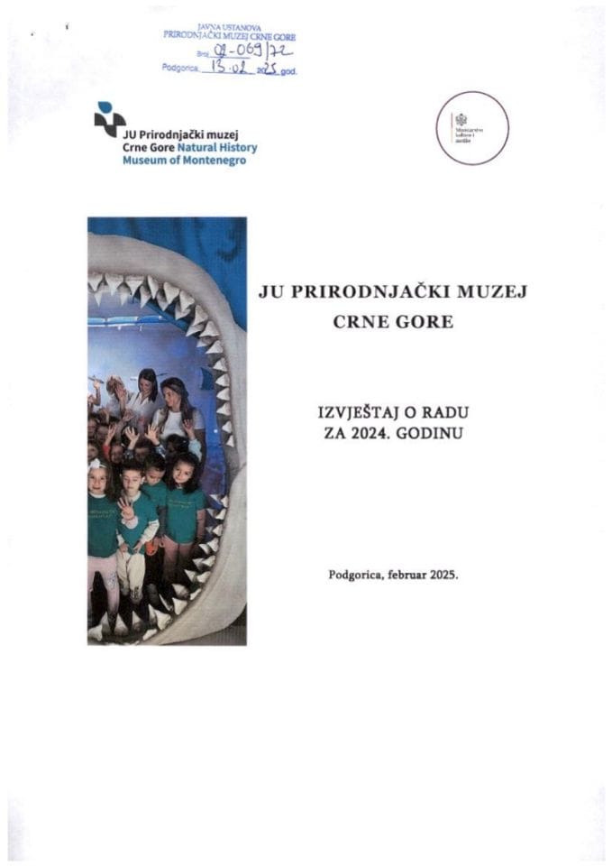 Izvještaj o radu i finansijskom poslovanju JU Prirodnjački muzej Crne Gore za 2024. godinu