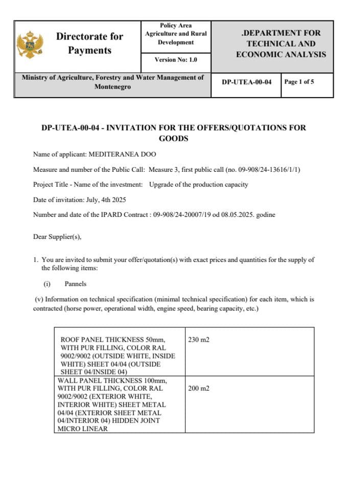 Microsoft Word - dp-dtea-00-04-invitation-for-the-offers-quotations-for-goods-paneli