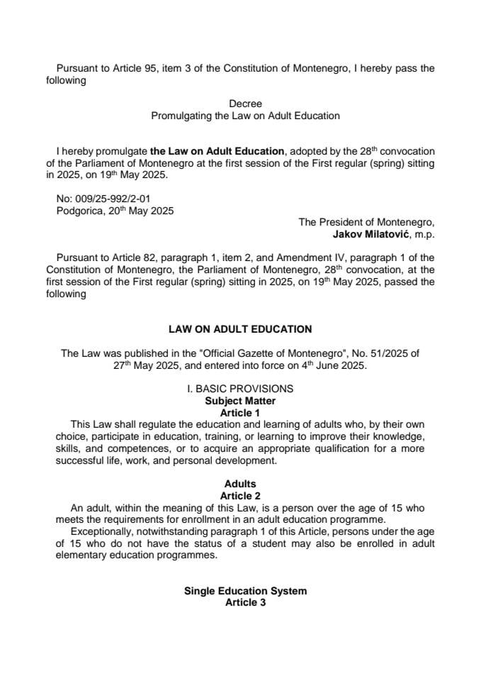 Law on Adult Education