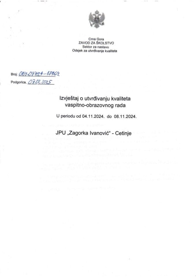 JPU "Zagorka Ivanović" - Cetinje