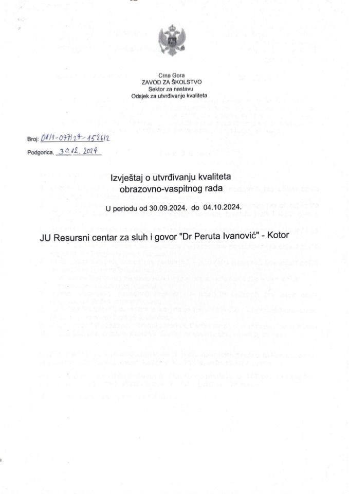 JU Resursni centar za sluh i govor "Dr Peruta Ivanović" - Kotor