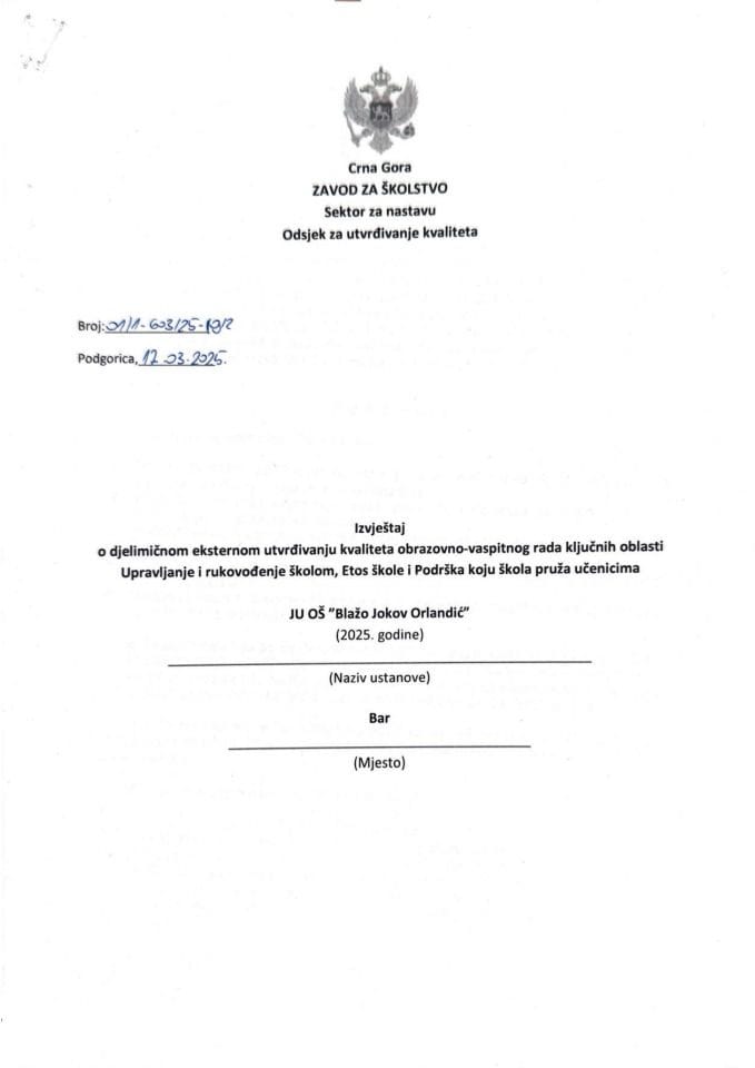 JU OŠ "Blažo Jokov Orlandić" -Bar