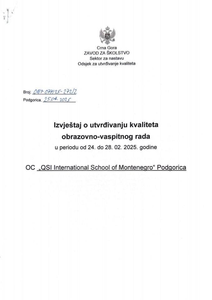OC QSI "International School of Montenegro" Podgorica