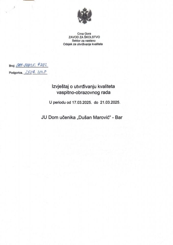 JU Dom učenika "Dušan Marović" - Bar