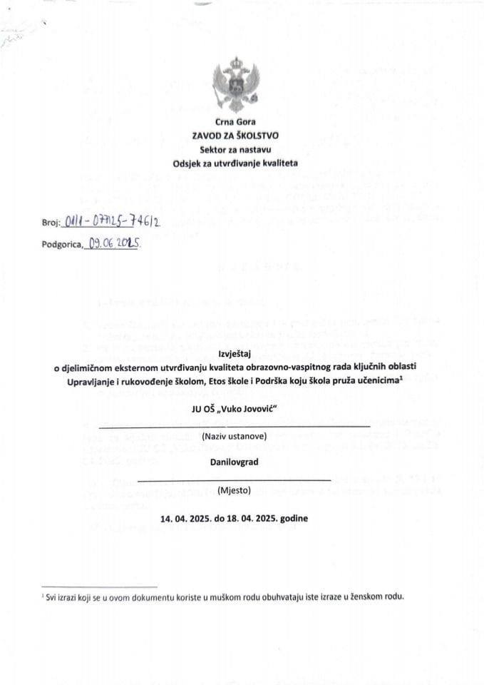 JU OŠ "Vuko Jovović" - Danilovgrad