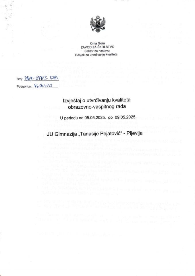 JU Gimnazija "Tanasije Pejatović" - Pljevlja