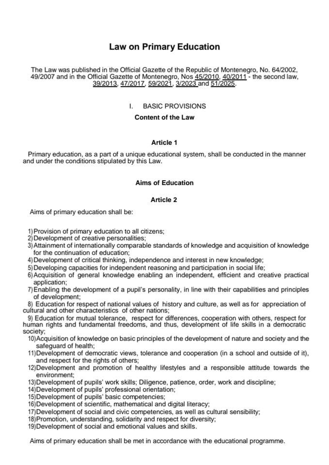 Law on Primary Education