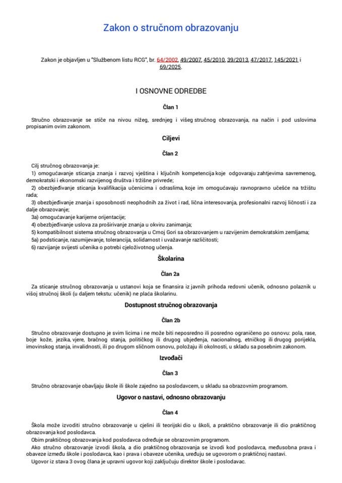 Zakon o stručnom obrazovanju